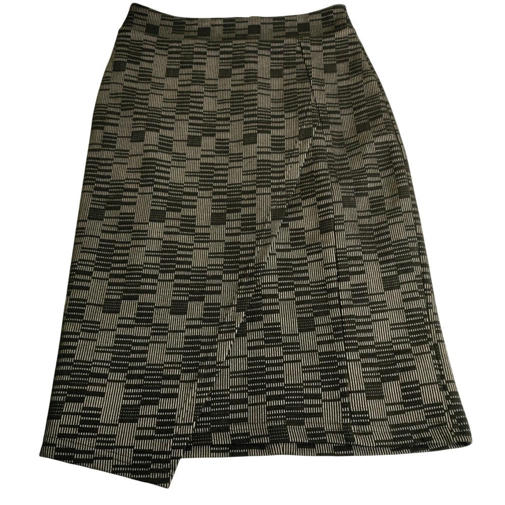 Anthropologie Maeve Womens Sz XS Pencil Skirt Lined Stretch Black Geometric Midi